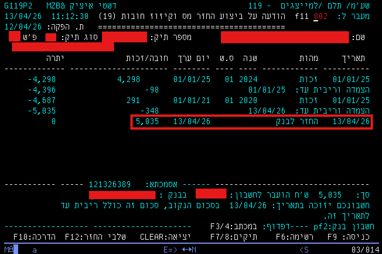 אישור החזר מס מרשות המסים